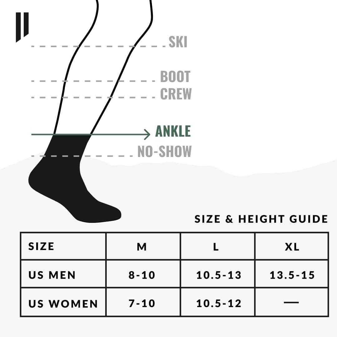Hollow ankle socks size guide
