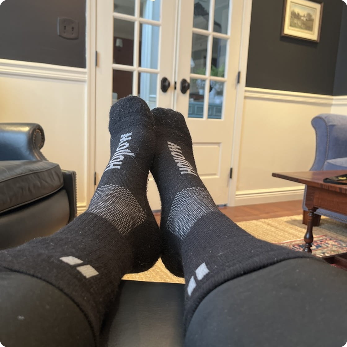 Hollow Ski & Snow Socks worn by a REAL customer