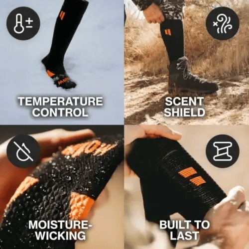4 way look of our hunt sock in motion