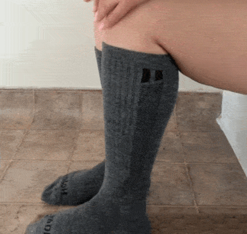 Hollow compression socks worn up the calf