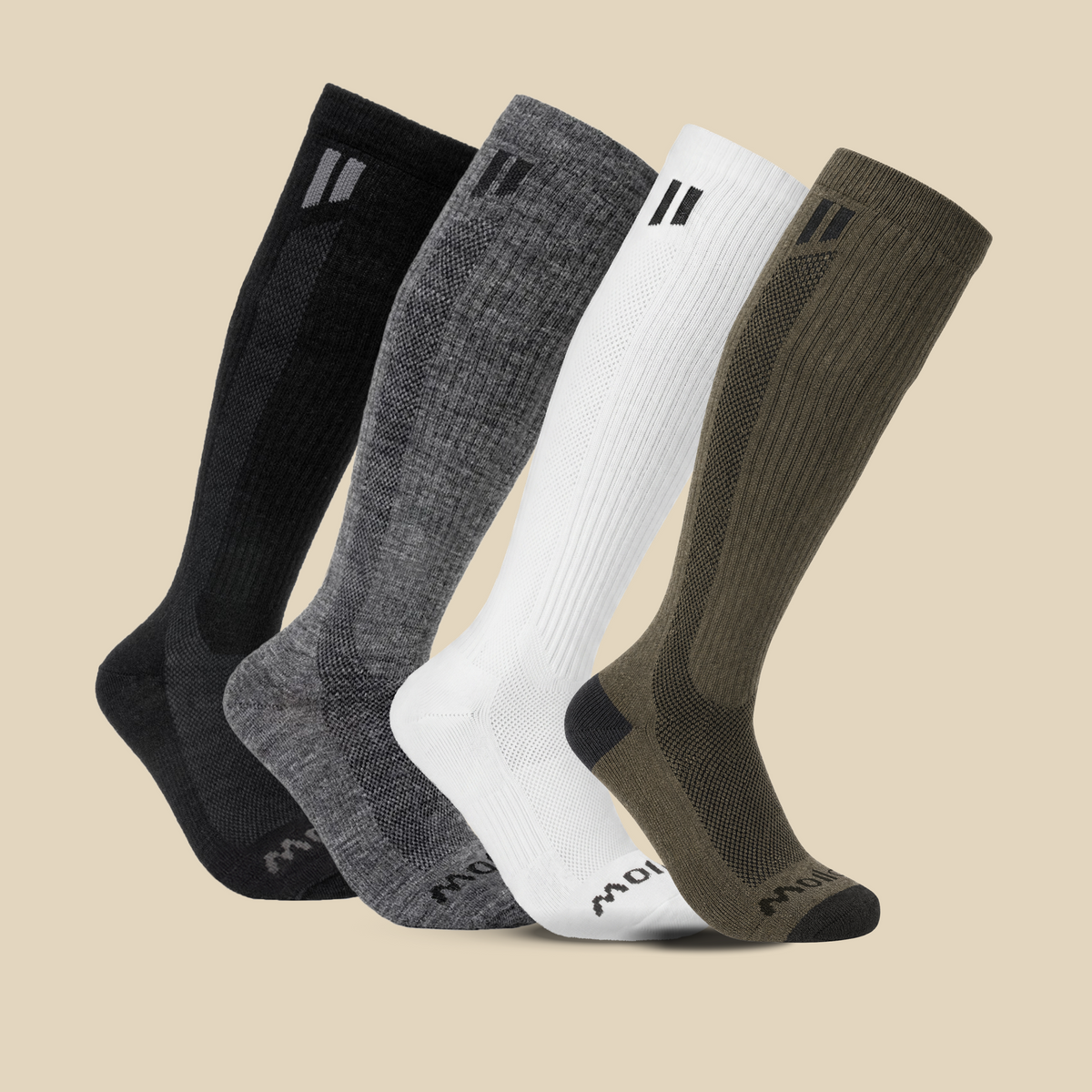 Hollow compression socks in black, gray, white and olive
