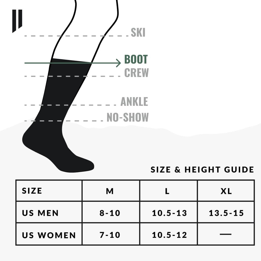 Hollow boot socks size guide